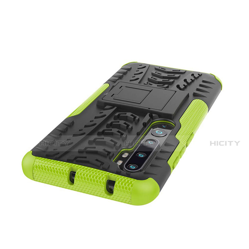 Funda Bumper Silicona y Plastico Mate Carcasa con Soporte R02 para Xiaomi Mi Note 10 Pro