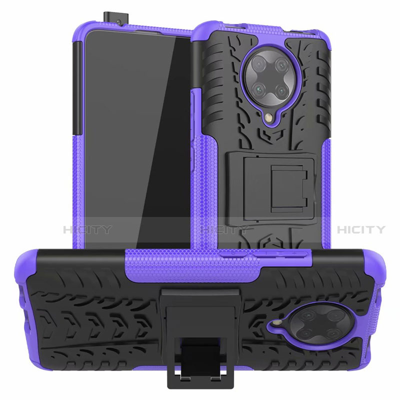 Funda Bumper Silicona y Plastico Mate Carcasa con Soporte R02 para Xiaomi Redmi K30 Pro Zoom Morado