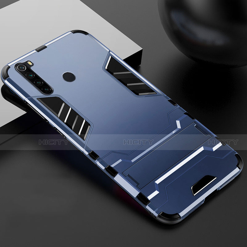 Funda Bumper Silicona y Plastico Mate Carcasa con Soporte R02 para Xiaomi Redmi Note 8 (2021)