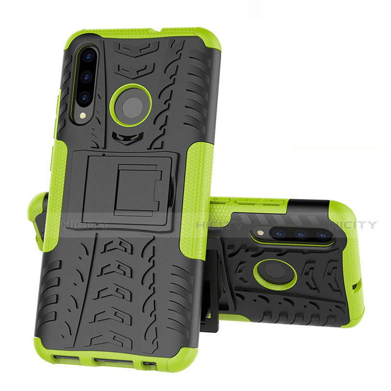 Funda Bumper Silicona y Plastico Mate Carcasa con Soporte R03 para Huawei Honor 10i Verde