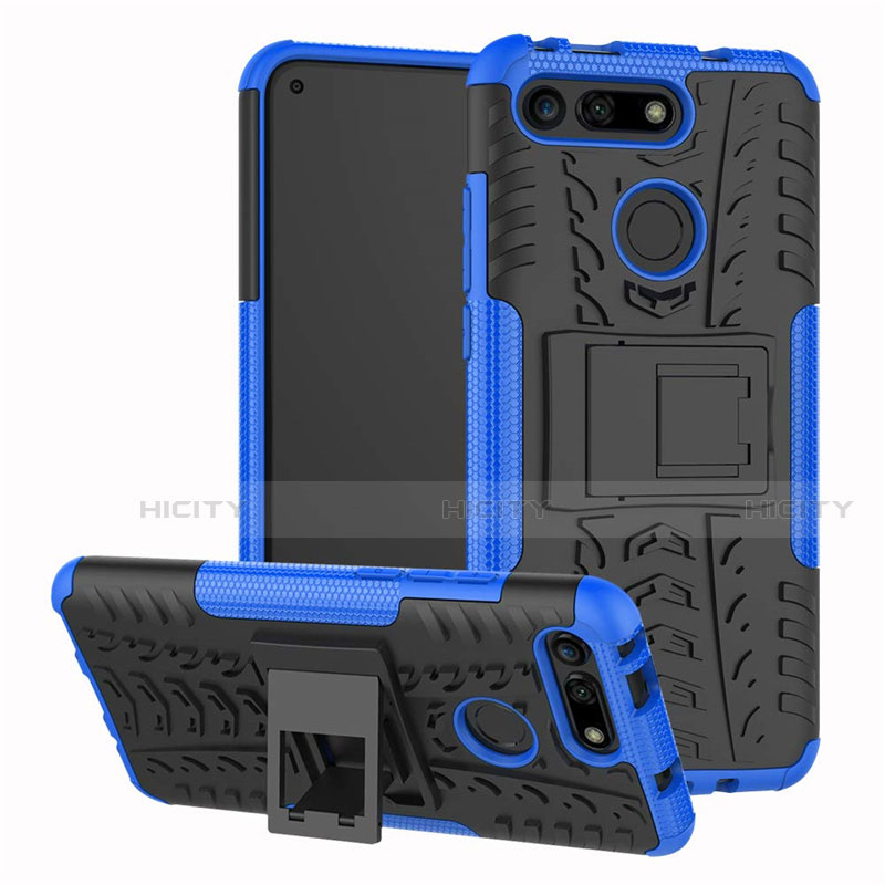 Funda Bumper Silicona y Plastico Mate Carcasa con Soporte R03 para Huawei Honor V20