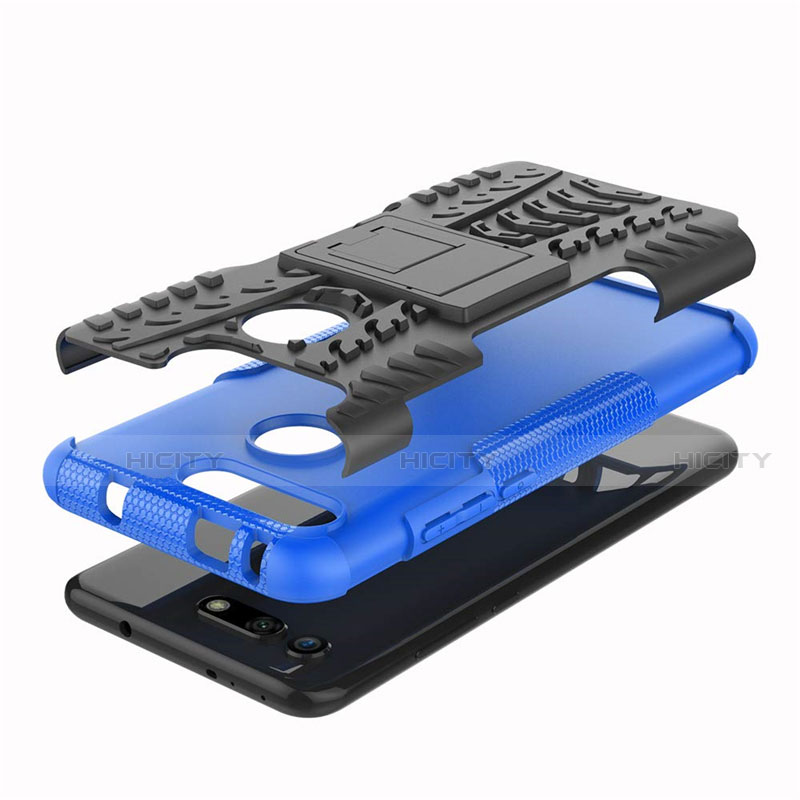 Funda Bumper Silicona y Plastico Mate Carcasa con Soporte R03 para Huawei Honor V20