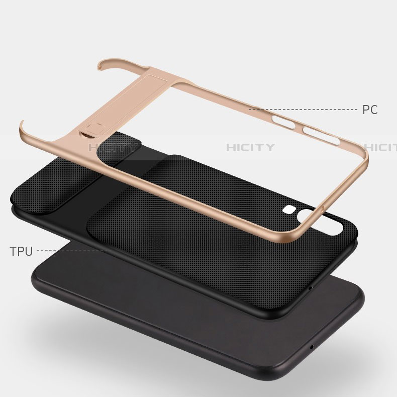 Funda Bumper Silicona y Plastico Mate Carcasa con Soporte R03 para Samsung Galaxy A70S