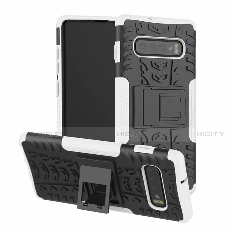 Funda Bumper Silicona y Plastico Mate Carcasa con Soporte R03 para Samsung Galaxy S10 Plus