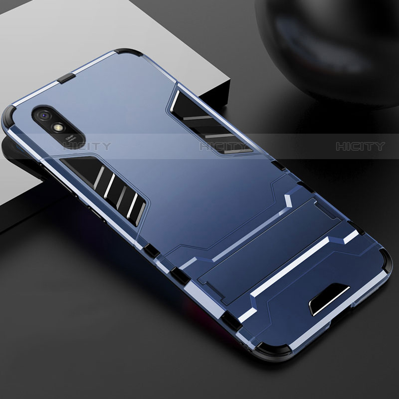 Funda Bumper Silicona y Plastico Mate Carcasa con Soporte R03 para Xiaomi Redmi 9A