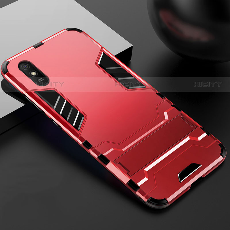 Funda Bumper Silicona y Plastico Mate Carcasa con Soporte R03 para Xiaomi Redmi 9A