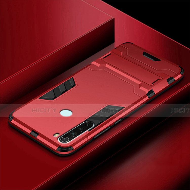 Funda Bumper Silicona y Plastico Mate Carcasa con Soporte R03 para Xiaomi Redmi Note 8 (2021)