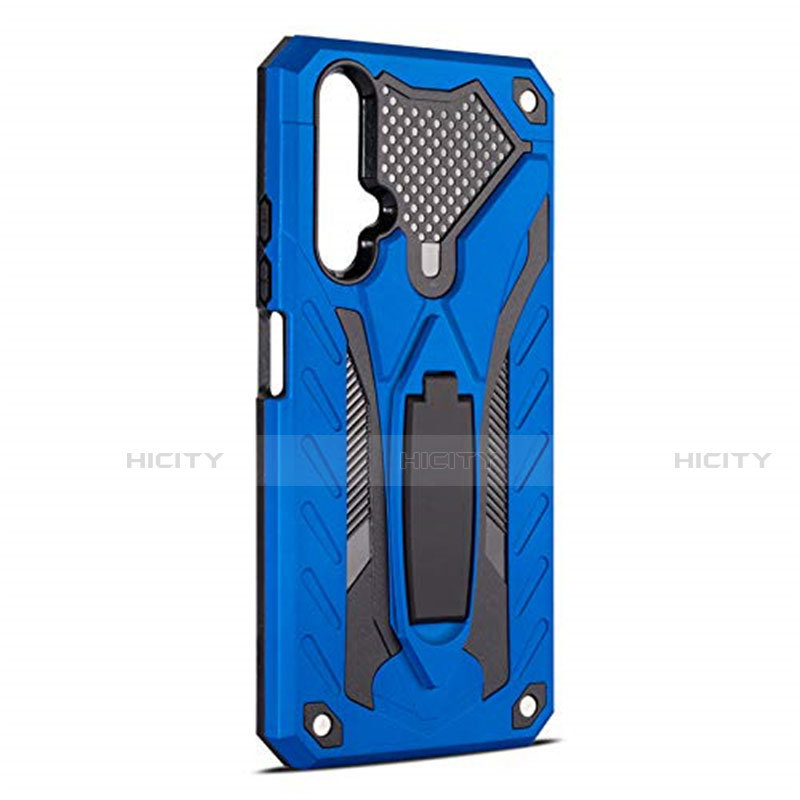 Funda Bumper Silicona y Plastico Mate Carcasa con Soporte R04 para Huawei Honor 20S Azul