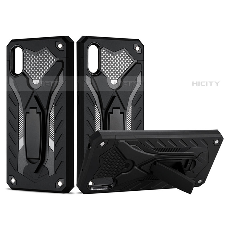 Funda Bumper Silicona y Plastico Mate Carcasa con Soporte R04 para Xiaomi Redmi 9A