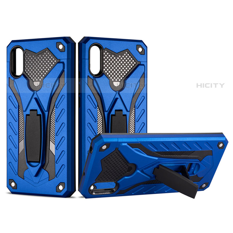 Funda Bumper Silicona y Plastico Mate Carcasa con Soporte R04 para Xiaomi Redmi 9A