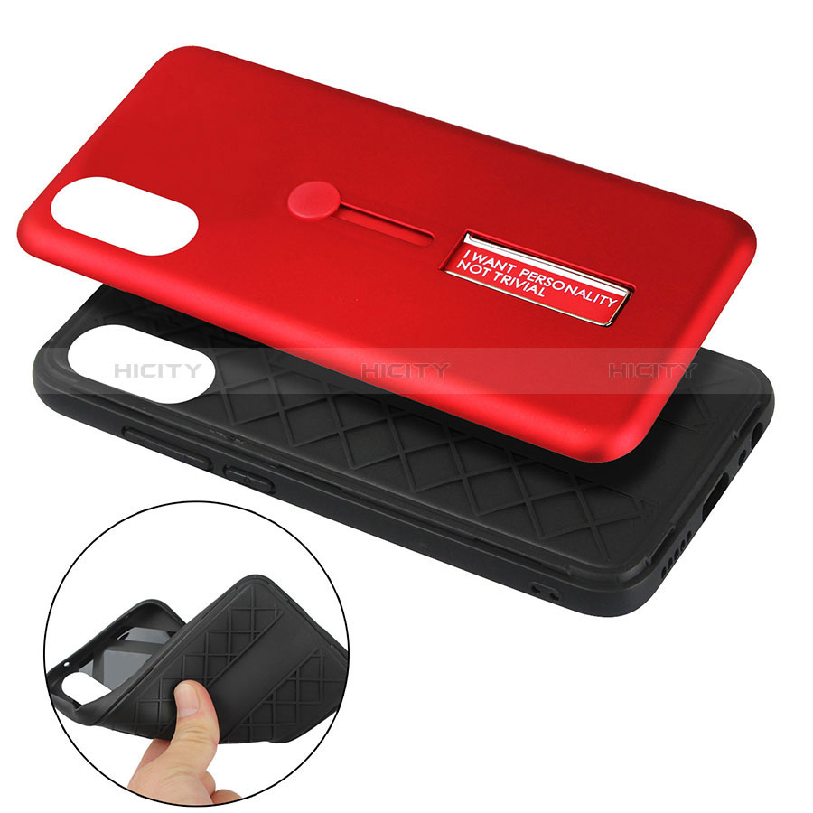 Funda Bumper Silicona y Plastico Mate Carcasa con Soporte R05 para Xiaomi Redmi 9A