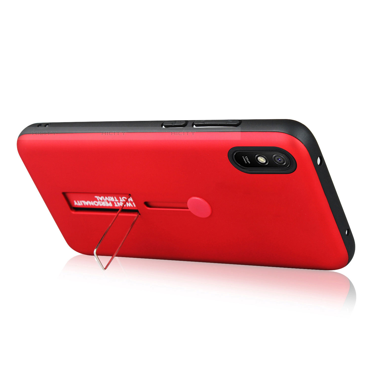 Funda Bumper Silicona y Plastico Mate Carcasa con Soporte R05 para Xiaomi Redmi 9i