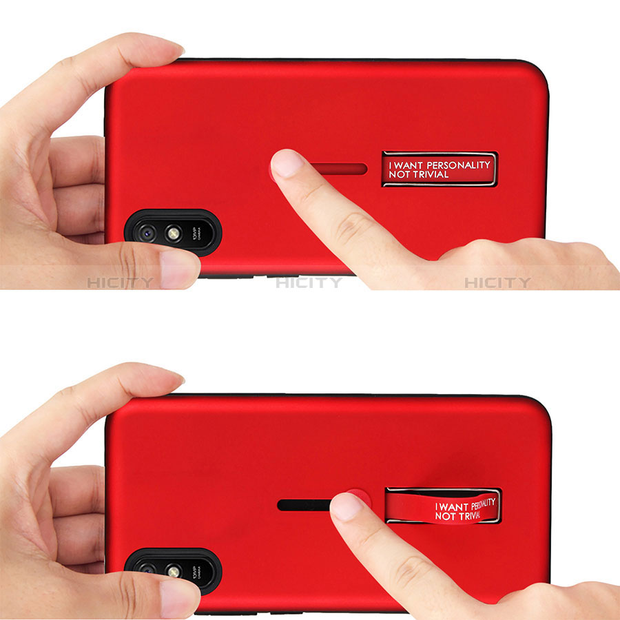 Funda Bumper Silicona y Plastico Mate Carcasa con Soporte R05 para Xiaomi Redmi 9i