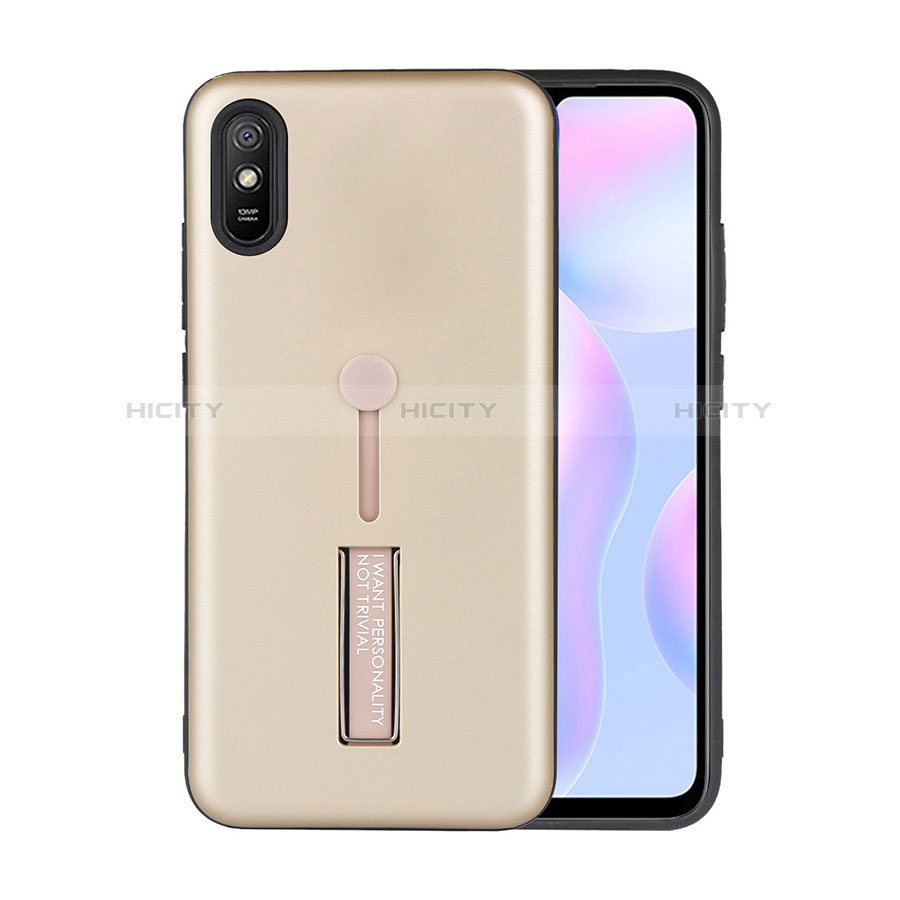 Funda Bumper Silicona y Plastico Mate Carcasa con Soporte R05 para Xiaomi Redmi 9i