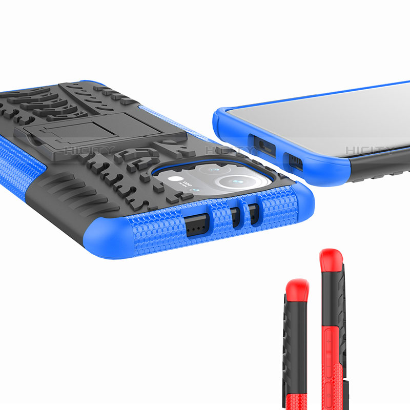 Funda Bumper Silicona y Plastico Mate Carcasa con Soporte R07 para Xiaomi Mi 11 Lite 4G