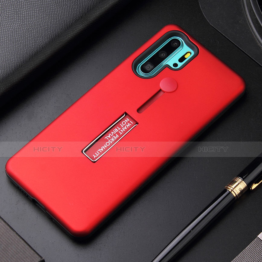 Funda Bumper Silicona y Plastico Mate Carcasa con Soporte T01 para Huawei P30 Pro