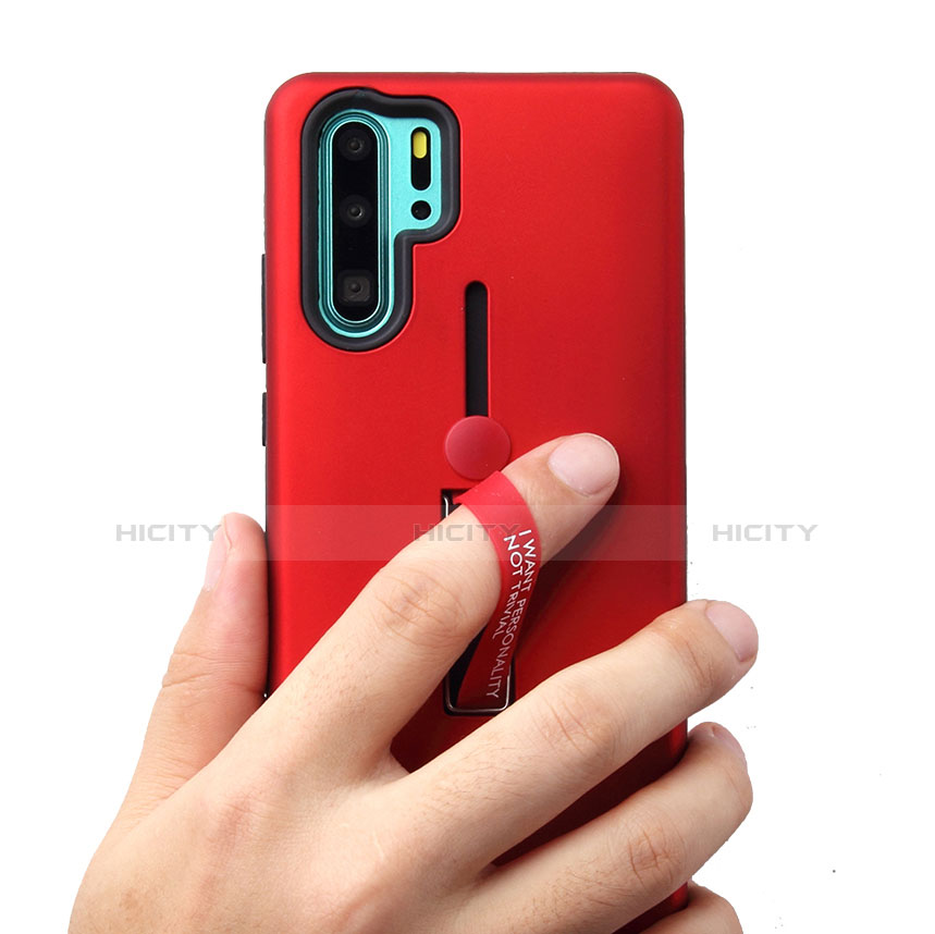 Funda Bumper Silicona y Plastico Mate Carcasa con Soporte T01 para Huawei P30 Pro