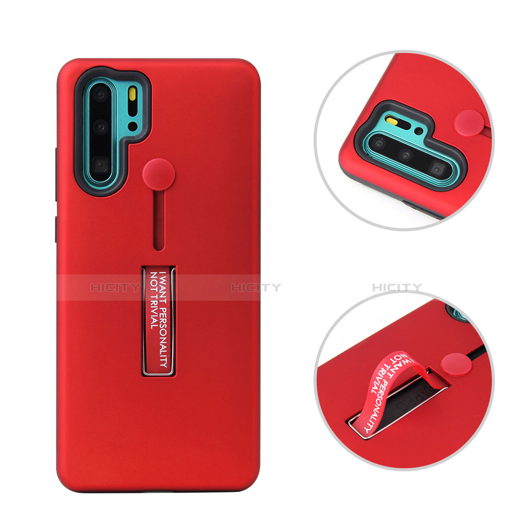 Funda Bumper Silicona y Plastico Mate Carcasa con Soporte T01 para Huawei P30 Pro