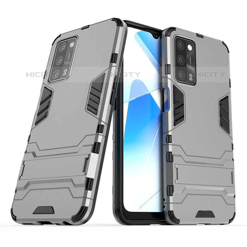 Funda Bumper Silicona y Plastico Mate Carcasa con Soporte T01 para Oppo A53s 5G