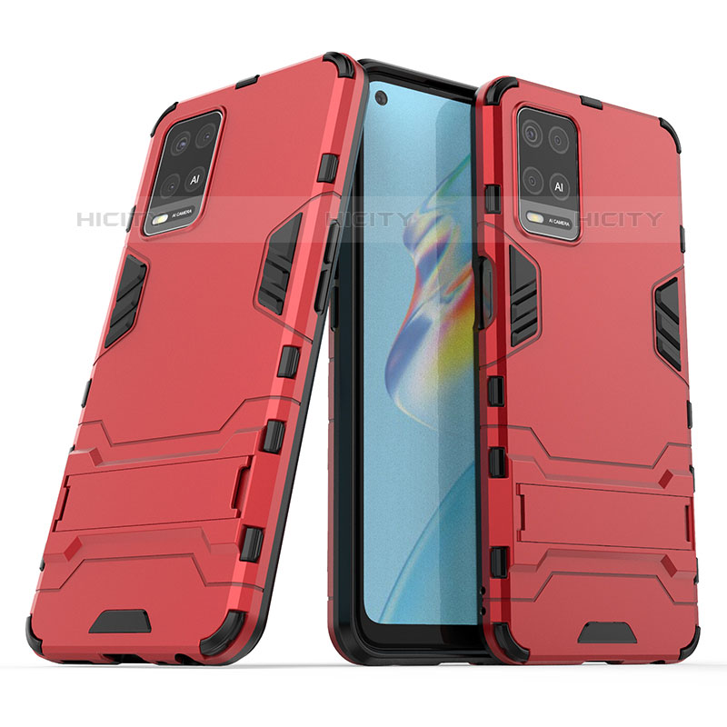 Funda Bumper Silicona y Plastico Mate Carcasa con Soporte T01 para Oppo A54 4G