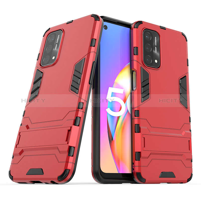 Funda Bumper Silicona y Plastico Mate Carcasa con Soporte T01 para Oppo A54 5G