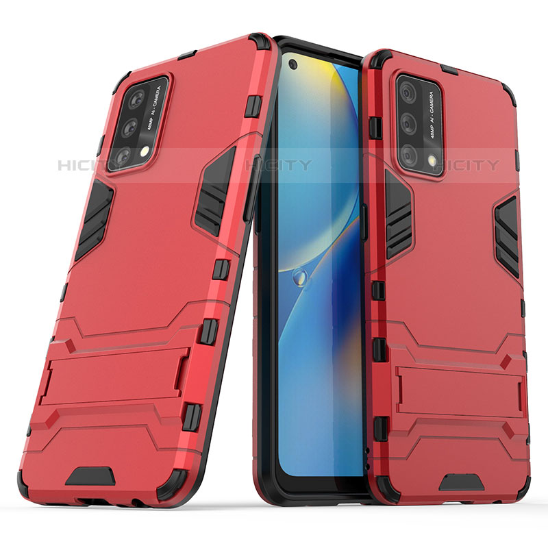 Funda Bumper Silicona y Plastico Mate Carcasa con Soporte T01 para Oppo A74 4G