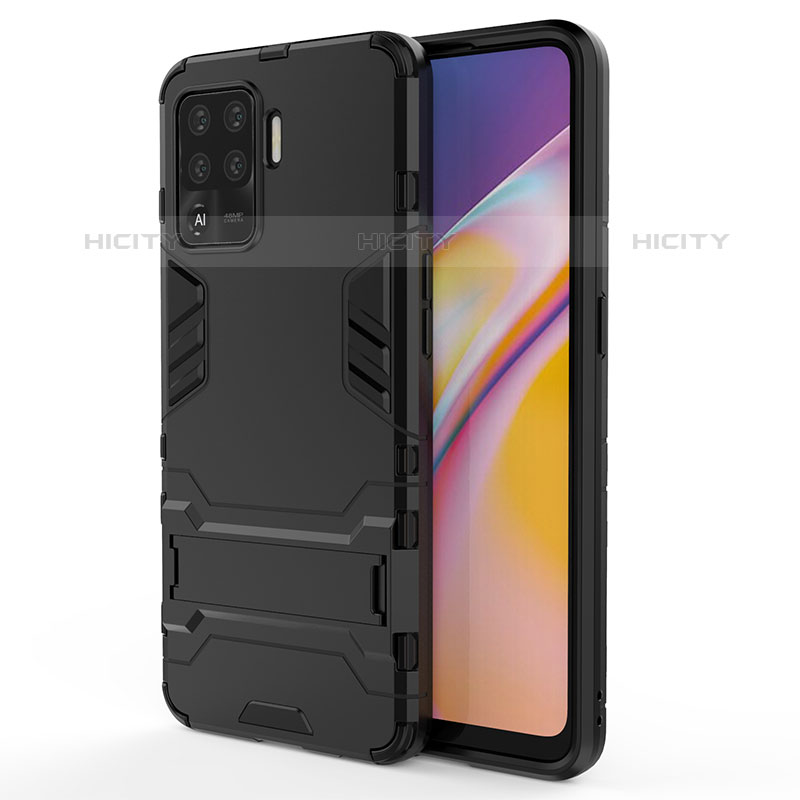 Funda Bumper Silicona y Plastico Mate Carcasa con Soporte T01 para Oppo A94 4G