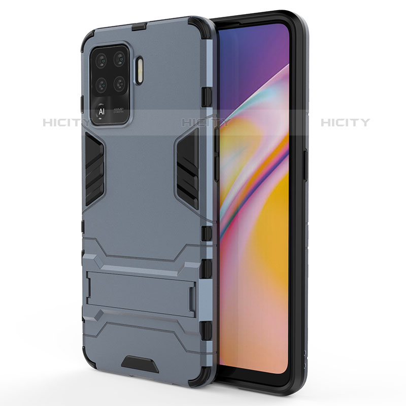 Funda Bumper Silicona y Plastico Mate Carcasa con Soporte T01 para Oppo A94 4G