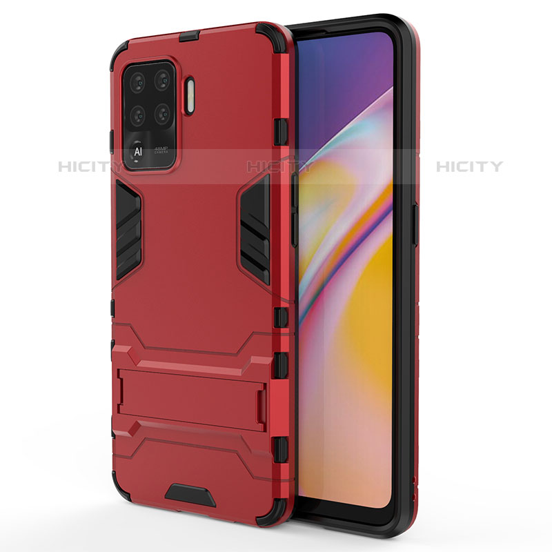 Funda Bumper Silicona y Plastico Mate Carcasa con Soporte T01 para Oppo A94 4G