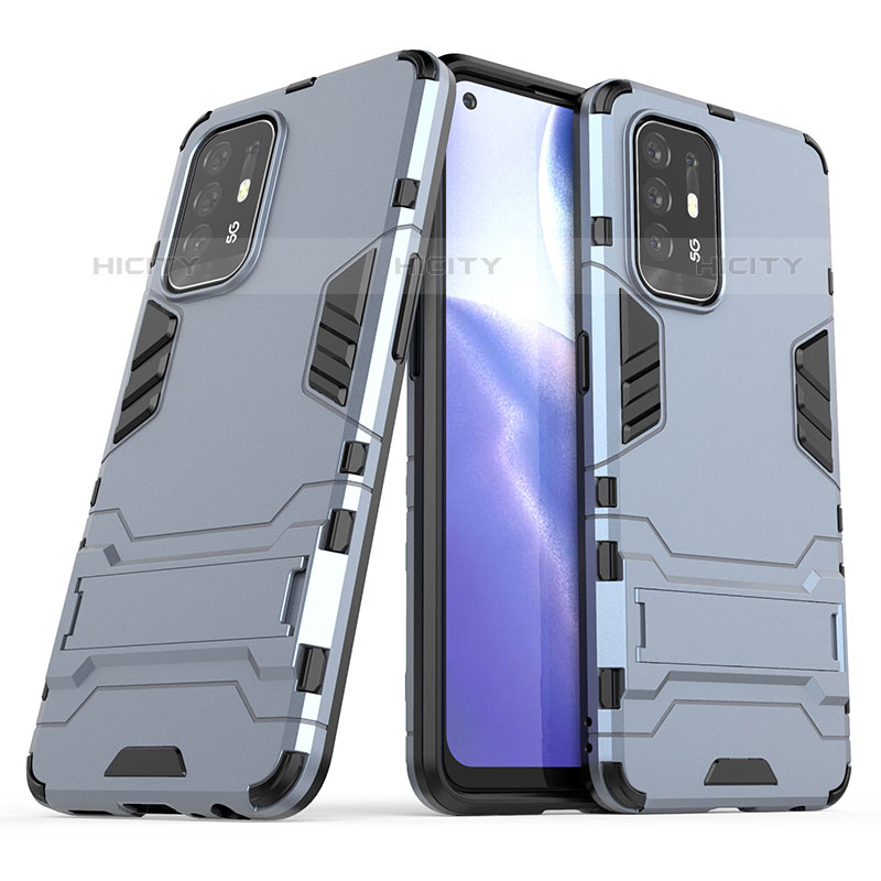 Funda Bumper Silicona y Plastico Mate Carcasa con Soporte T01 para Oppo A94 5G