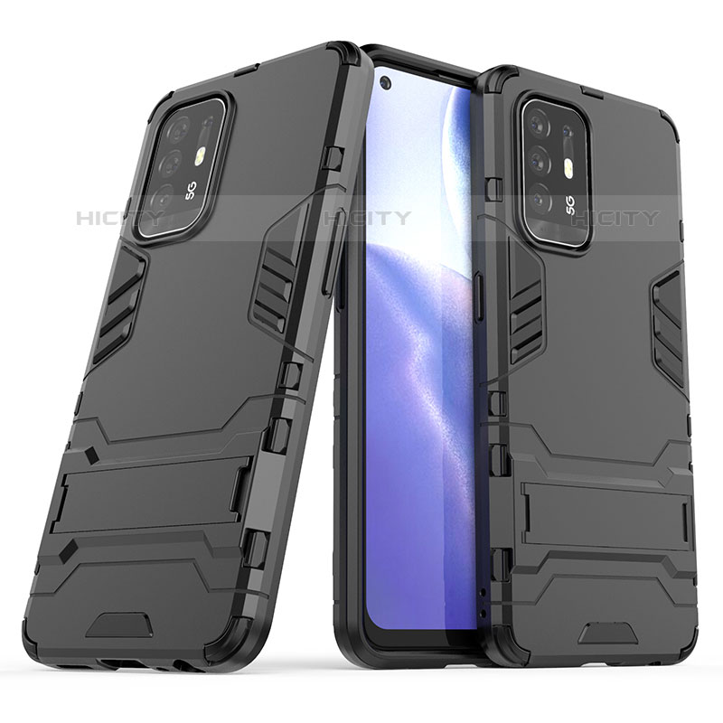 Funda Bumper Silicona y Plastico Mate Carcasa con Soporte T01 para Oppo A95 5G