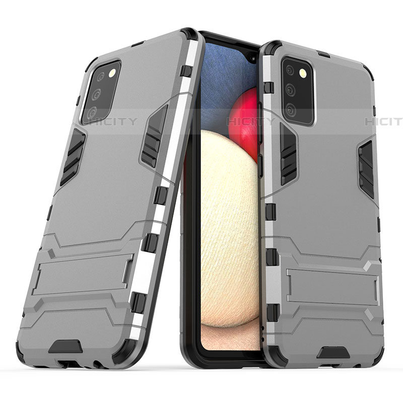 Funda Bumper Silicona y Plastico Mate Carcasa con Soporte T01 para Samsung Galaxy A03s