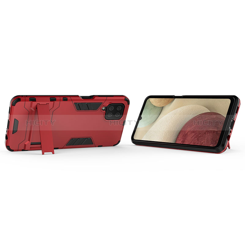 Funda Bumper Silicona y Plastico Mate Carcasa con Soporte T01 para Samsung Galaxy A12 5G