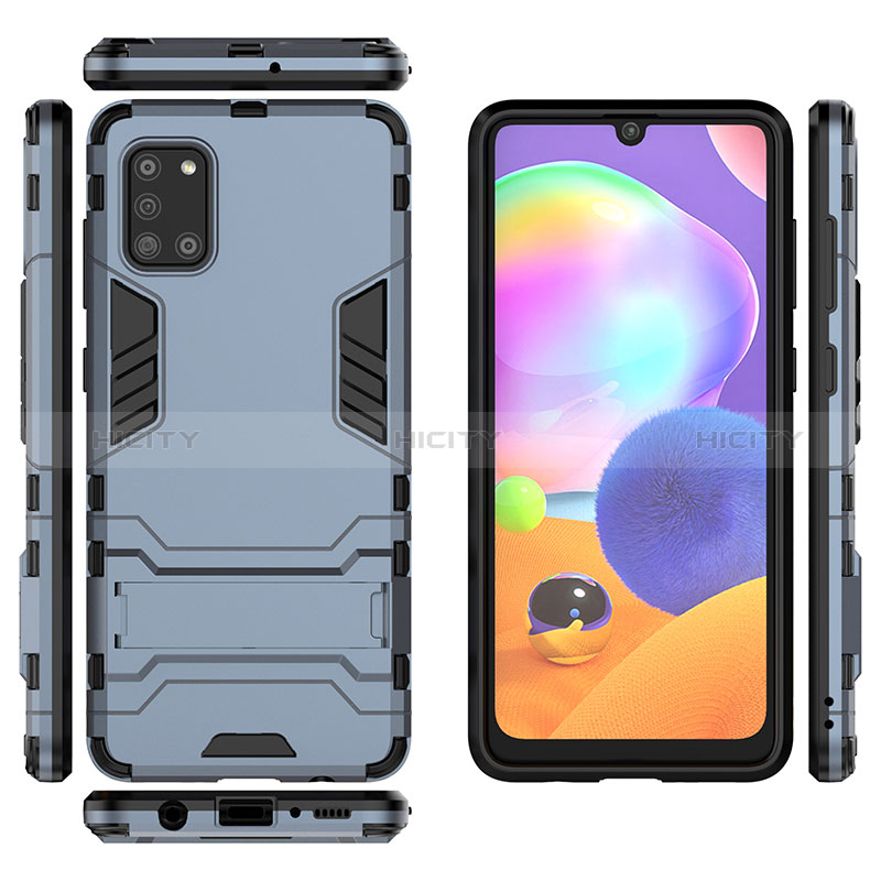 Funda Bumper Silicona y Plastico Mate Carcasa con Soporte T01 para Samsung Galaxy A31