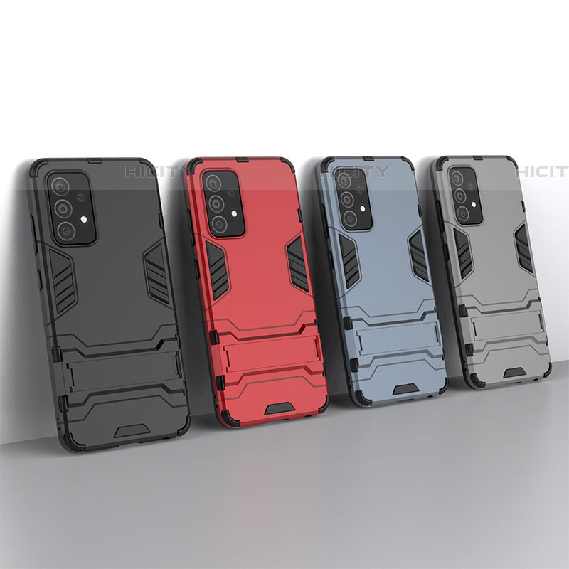 Funda Bumper Silicona y Plastico Mate Carcasa con Soporte T01 para Samsung Galaxy A52 4G