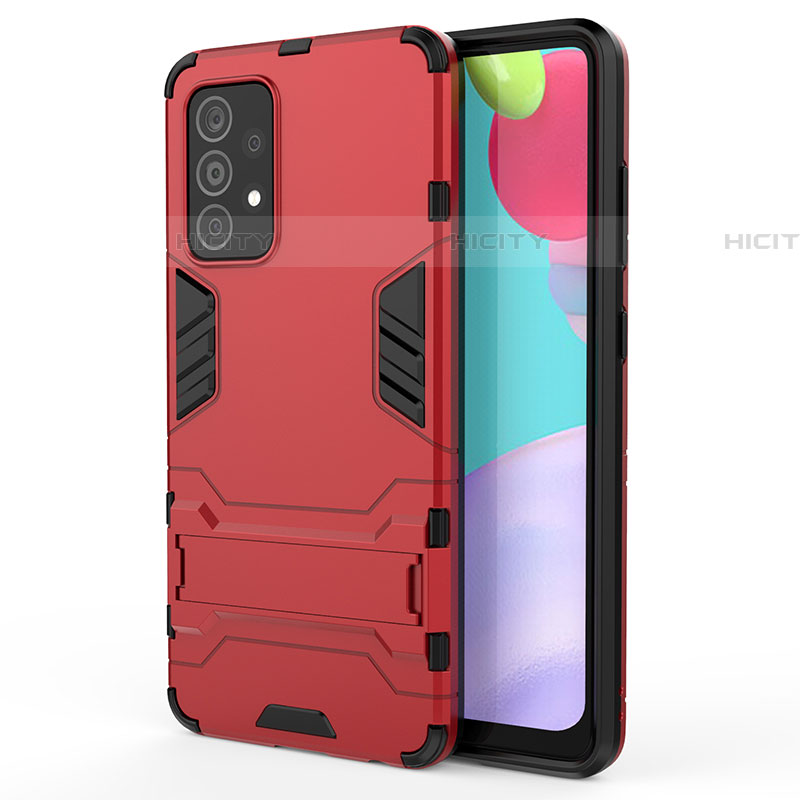 Funda Bumper Silicona y Plastico Mate Carcasa con Soporte T01 para Samsung Galaxy A52 4G