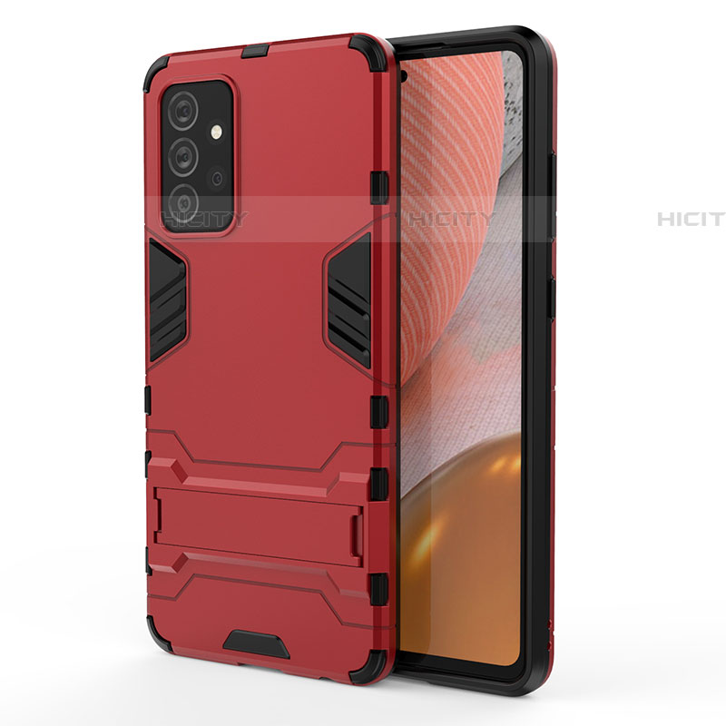 Funda Bumper Silicona y Plastico Mate Carcasa con Soporte T01 para Samsung Galaxy A72 4G