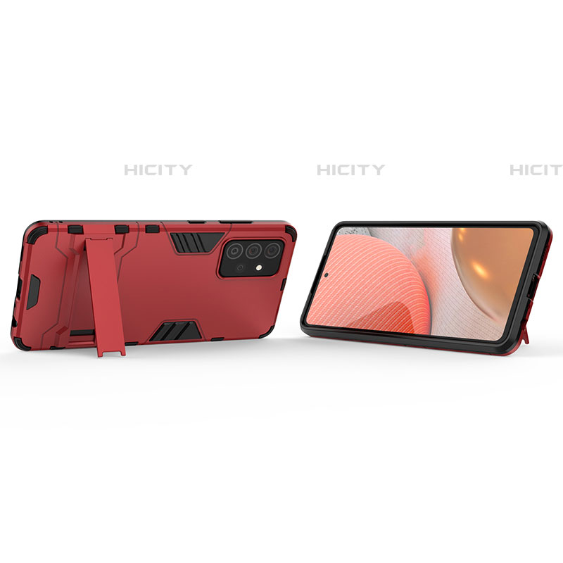 Funda Bumper Silicona y Plastico Mate Carcasa con Soporte T01 para Samsung Galaxy A72 4G