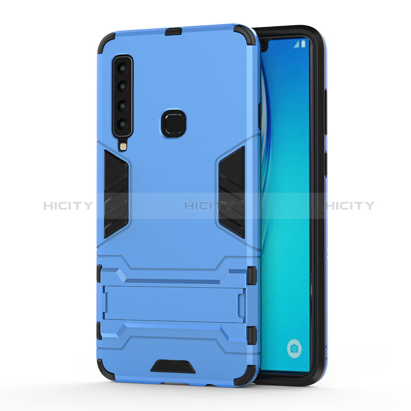 Funda Bumper Silicona y Plastico Mate Carcasa con Soporte T01 para Samsung Galaxy A9 (2018) A920 Azul Cielo