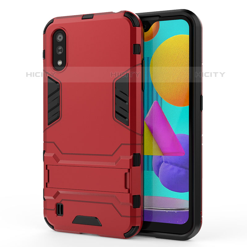 Funda Bumper Silicona y Plastico Mate Carcasa con Soporte T01 para Samsung Galaxy M01