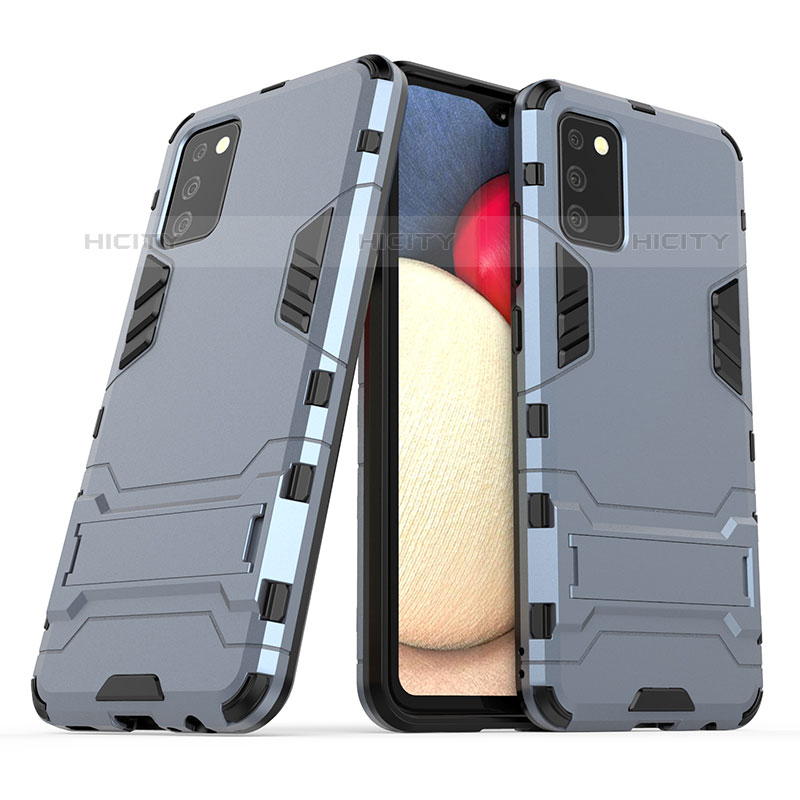 Funda Bumper Silicona y Plastico Mate Carcasa con Soporte T01 para Samsung Galaxy M02s