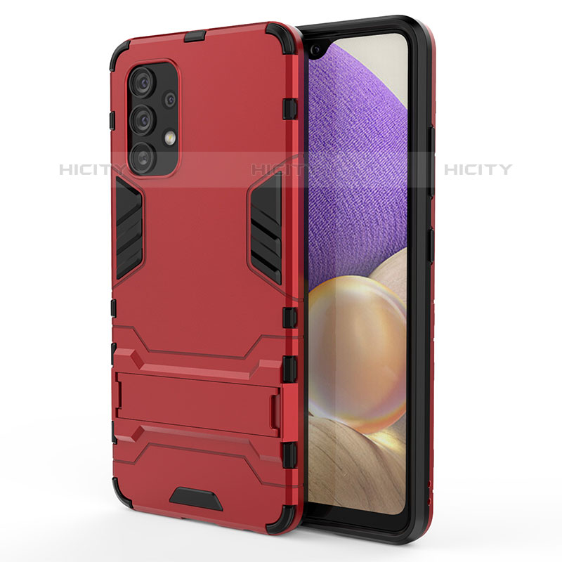 Funda Bumper Silicona y Plastico Mate Carcasa con Soporte T01 para Samsung Galaxy M32 5G