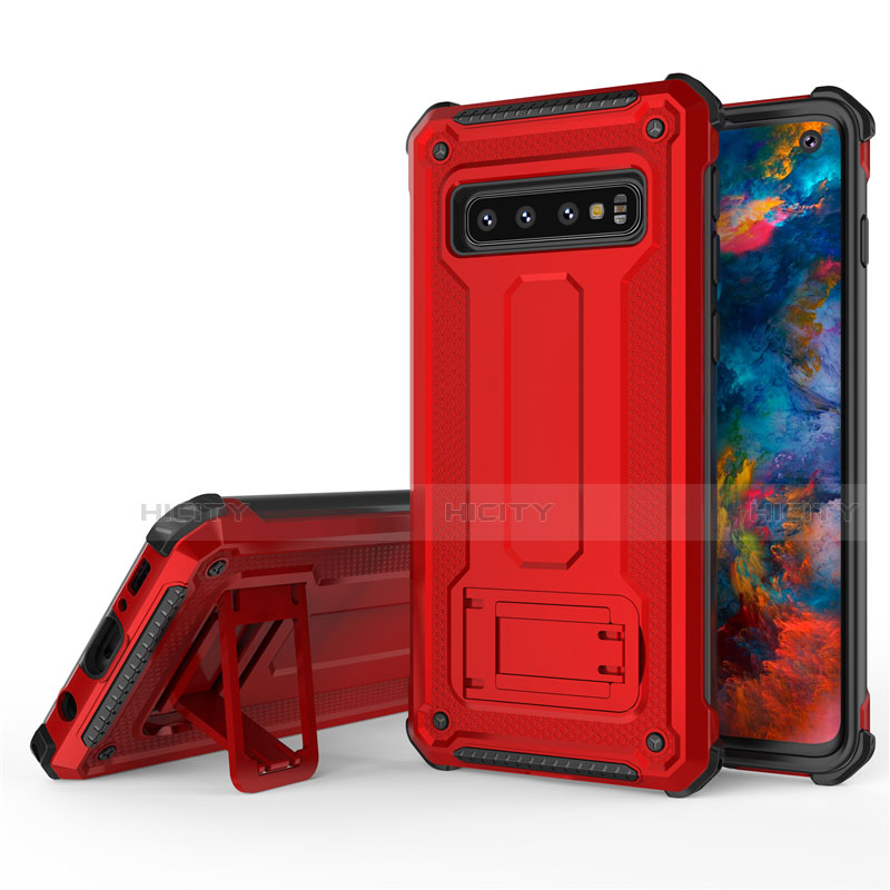 Funda Bumper Silicona y Plastico Mate Carcasa con Soporte T01 para Samsung Galaxy S10