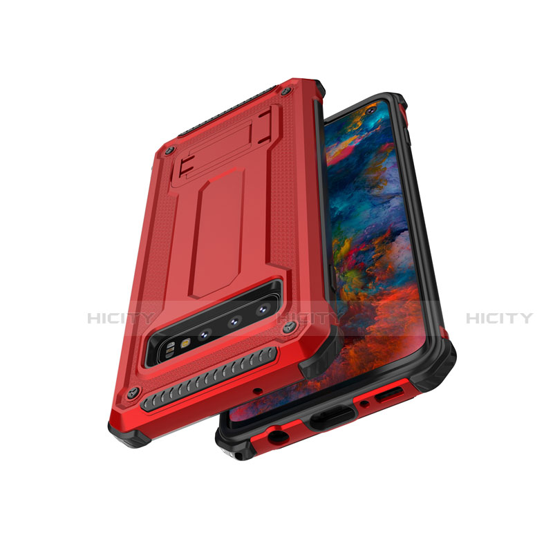 Funda Bumper Silicona y Plastico Mate Carcasa con Soporte T01 para Samsung Galaxy S10