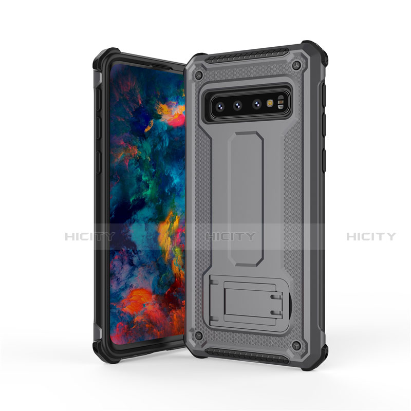 Funda Bumper Silicona y Plastico Mate Carcasa con Soporte T01 para Samsung Galaxy S10 5G