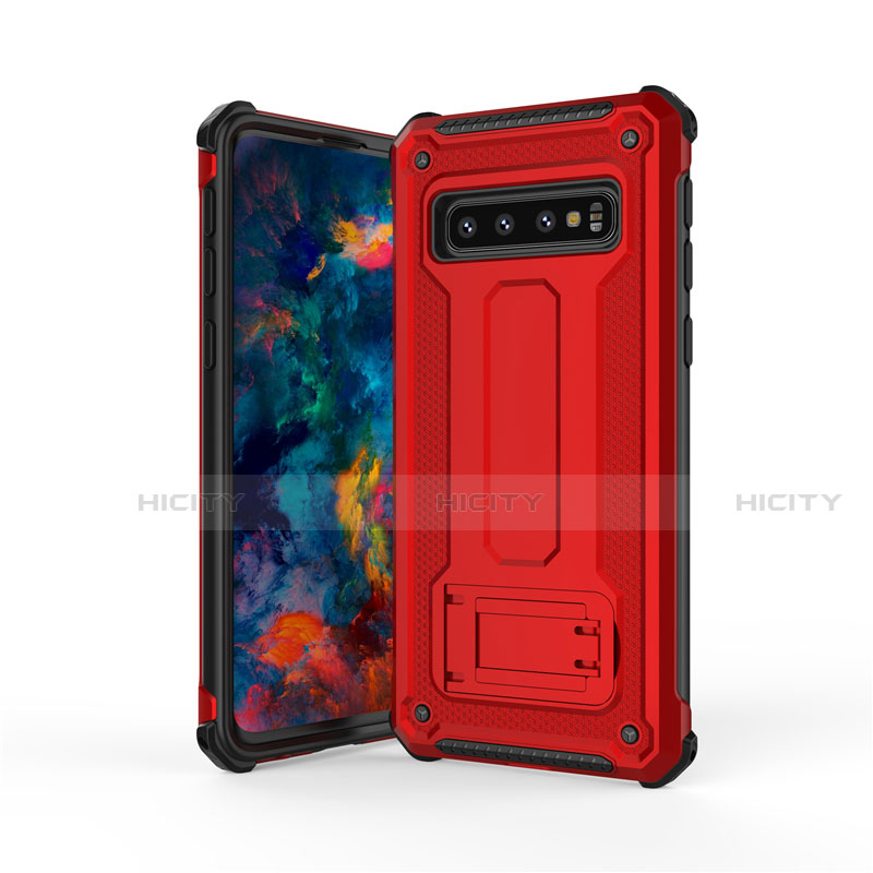 Funda Bumper Silicona y Plastico Mate Carcasa con Soporte T01 para Samsung Galaxy S10 5G