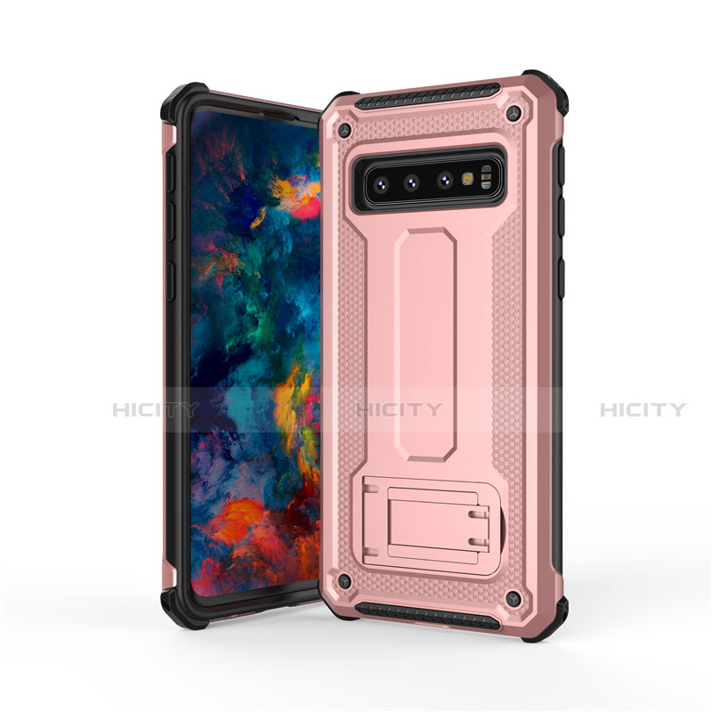 Funda Bumper Silicona y Plastico Mate Carcasa con Soporte T01 para Samsung Galaxy S10 5G