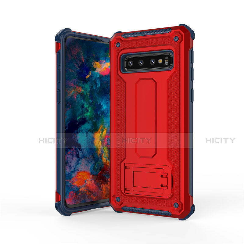 Funda Bumper Silicona y Plastico Mate Carcasa con Soporte T01 para Samsung Galaxy S10 5G