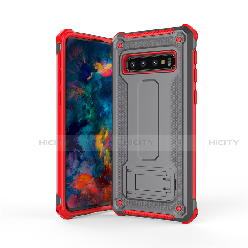 Funda Bumper Silicona y Plastico Mate Carcasa con Soporte T01 para Samsung Galaxy S10