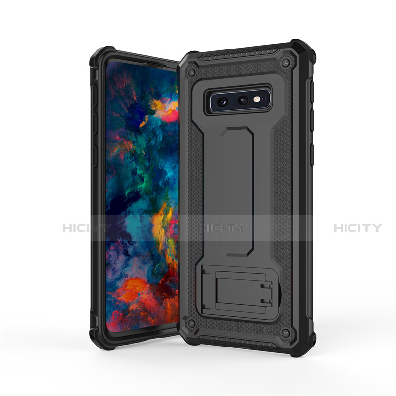 Funda Bumper Silicona y Plastico Mate Carcasa con Soporte T01 para Samsung Galaxy S10e